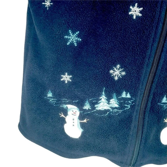 Carroll Reed Fleece Vest, Navy  Blue, Snowmen, L - Picture 4 of 7
